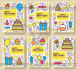 Happy birthday set infographics template concept. - vector clipart