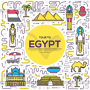 Country Egypt travel vacation guide of goods, place - vector clip art