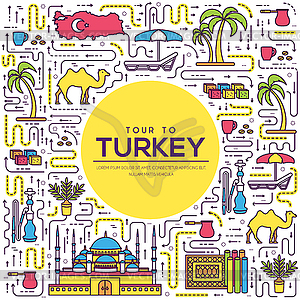 Country Turkey travel vacation guide of goods, plac - vector clipart