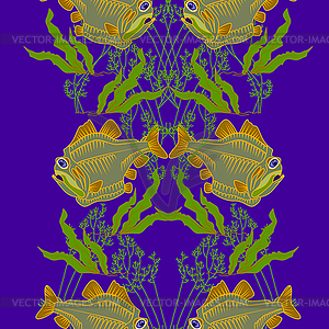 Piranha fish underwater theme background - vector image