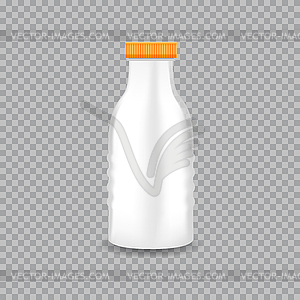 Realistic Transparent Plastic Bottle with Milk. - vector clipart