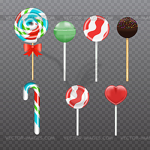 Realistic Sweet Lollipop Candy set on transparen - vector clip art