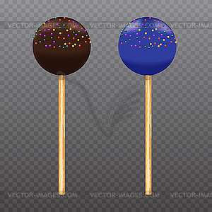Реалистичная сладкая конфета Lollipop на прозрачной ба - изображение в векторном формате