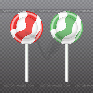 Реалистичная сладкая конфета Lollipop на прозрачной ба - изображение в векторном виде
