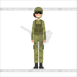 Woman US Army soldiers  in camouflage.  Vector illustra - vector image