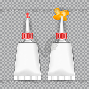 Realistic White Tubes Glue on transparent background - vector clipart