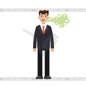 Bad breath, smells of man`s mouth - vector clipart