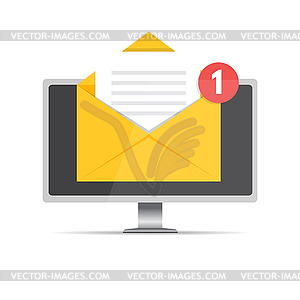 Get email concept. Desktop with notification. - vector clipart