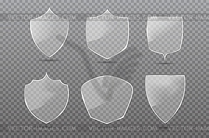 Transparent glass shields set. Privacy guard banner - vector clipart