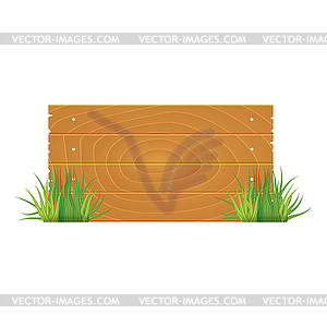 Wooden blank board signs spring time with grass. - vector image