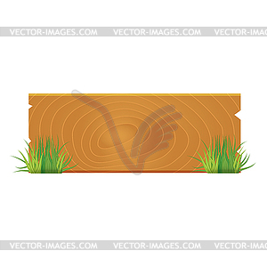 Wooden blank board signs spring time with grass. - vector image