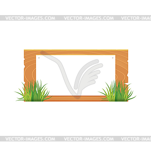 Wooden blank board signs spring time with grass. - vector EPS clipart