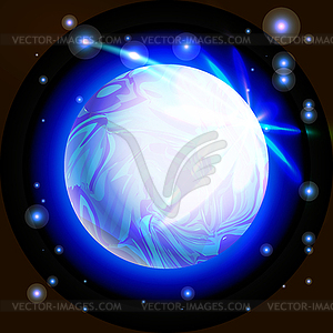 Outer space blue planet - vector clipart