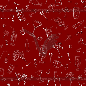 Seamless pattern of items associated with alcohol - vector clipart