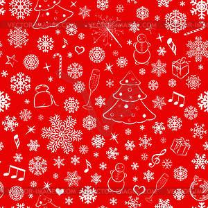 Seamless pattern with snowflakes and Christmas - vector clipart