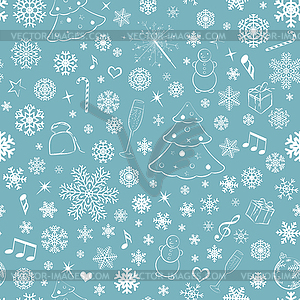 Seamless pattern with snowflakes and Christmas - vector image