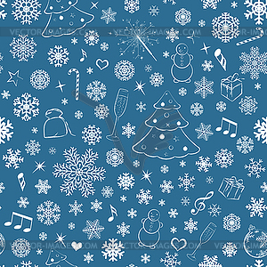 Seamless pattern with snowflakes and Christmas - vector image