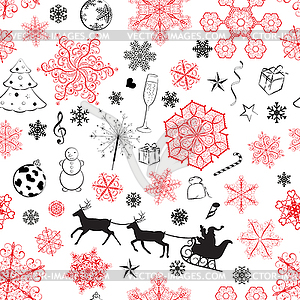 Christmas seamless red-black pattern - vector clipart