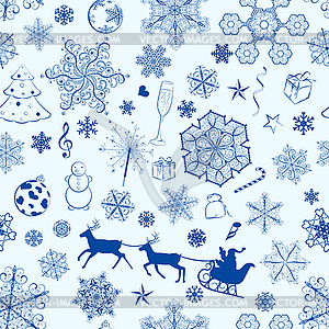 Christmas seamless blue pattern - vector image