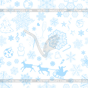 Christmas seamless light blue pattern - vector image