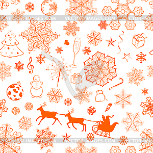 Christmas seamless orange pattern - stock vector clipart