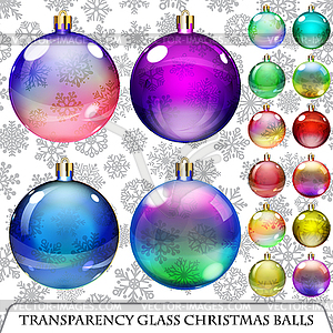 Set of transparent Christmas balls - vector image