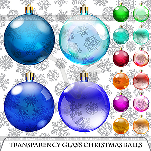 Set of transparent Christmas balls - vector EPS clipart