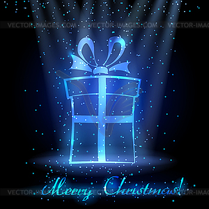 Christmas background with gift box - vector clipart