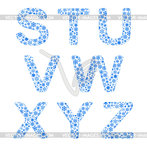 Alphabet of snowflakes - vector image