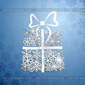 Gift box of snowflakes - vector clip art