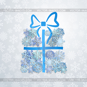 Gift box of snowflakes - royalty-free vector clipart