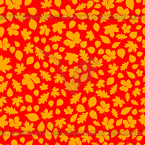 Seamless pattern of autumn leaves - vector clipart