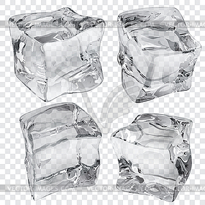 Прозрачные серые кубики льда - изображение векторного клипарта
