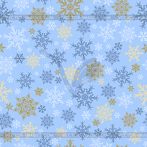 Seamless pattern of snowflakes, multicolored on - vector clipart