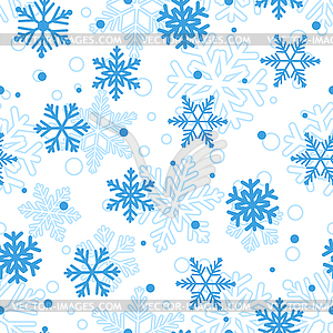 Seamless pattern of snowflakes, blue - vector image