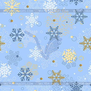 Seamless pattern of snowflakes, multicolored on - vector image