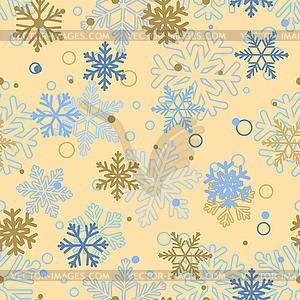 Seamless pattern of snowflakes, multicolored on - vector clipart