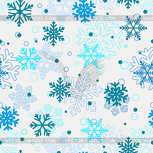 Seamless pattern of snowflakes, blue - vector clipart