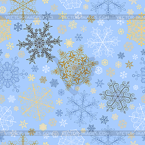 Seamless pattern of snowflakes, multicolored on - vector clip art