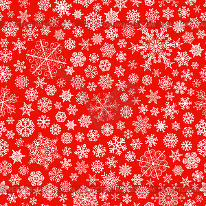 Seamless pattern of snowflakes, white on red - vector clipart