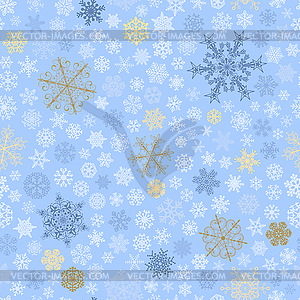 Seamless pattern of snowflakes, multicolored on - vector clipart