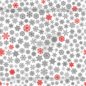 Seamless pattern of snowflakes, red and gray - vector clip art