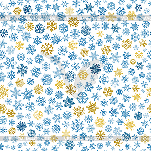 Seamless pattern of snowflakes, blue and brown - vector clipart