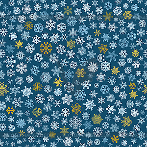 Seamless pattern of snowflakes, white, blue and - vector clip art