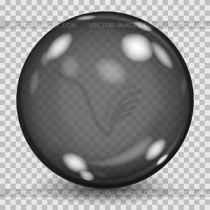 Big black transparent glass sphere. Transparency - vector image