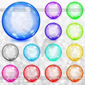 Set of multicolored transparent spheres - vector clipart