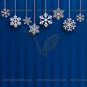 Christmas background with hanging snowflakes - vector clipart / vector image