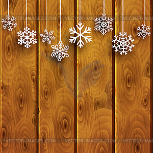 Christmas background with hanging snowflakes on - vector clipart