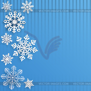 Christmas background with paper snowflakes - vector clip art