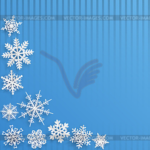 Christmas background with paper snowflakes - vector image